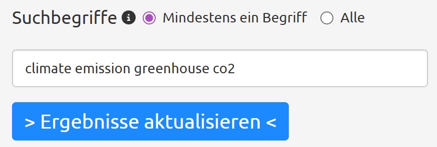 Screenshot der Suchbegriff-Eingabe mit Verknüpfungsoption